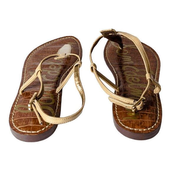 SAM EDELMAN Gigi Tan Patent Leather Sandals Size 8.5 - Picture 5 of 7